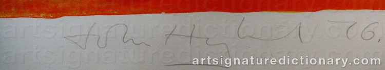 Authentic signature by John HOYLAND on  artwork