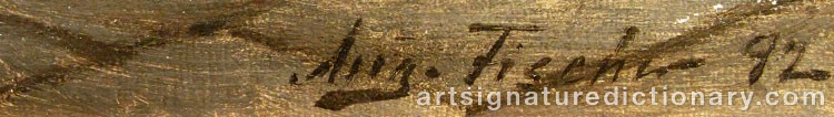 Authentic signature by August FISCHER on artwork
