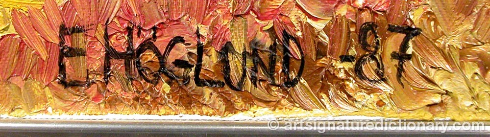 Authentic signature by Elisabeth HÖGLUND on  artwork