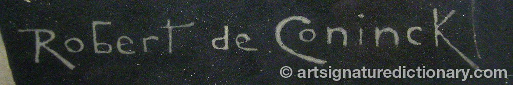 Authentic signature by Robert De CONINCK on  artwork