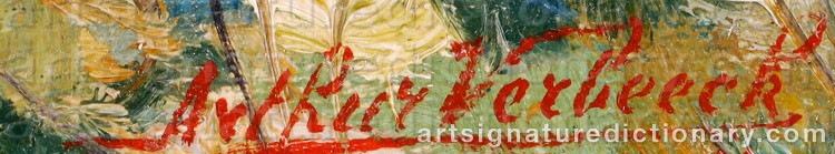 Authentic signature by Arthur VERBEECK on  artwork