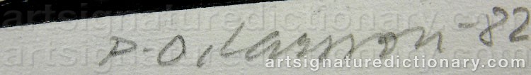 Authentic signature by Per-Olof ‘P.o.’ LARSSON on  artwork