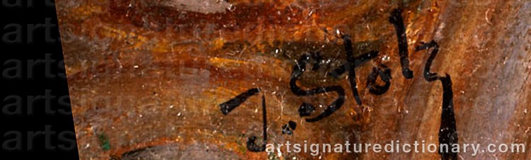 Authentic signature by Ignaz STOLZ on  artwork