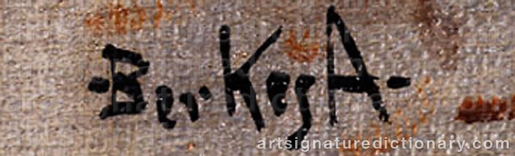 Authentic signature by Antal BERKES on  artwork