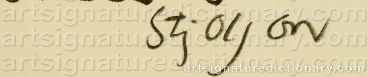 Authentic signature by Stig OLSON on artwork