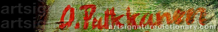 Authentic signature by Olav PULKKANEN on  artwork