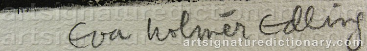 Authentic signature by Eva HOLMÉR EDLING on  artwork