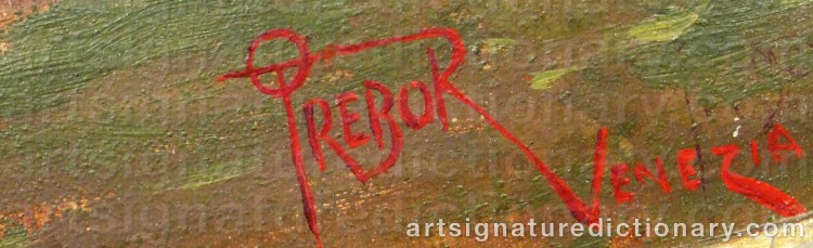 Authentic signature by O. TREBOR on Painting/Watercolour artwork