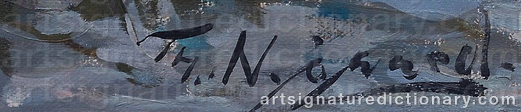 Authentic signature by Thorvald NYGAARD on  artwork