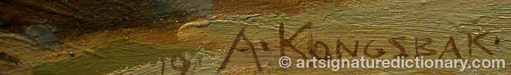 Authentic signature by Alfred KONGSBAK on  artwork