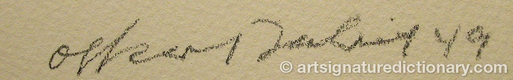 Authentic signature by Oskar DALVIT on  artwork
