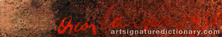 Authentic signature by Oskar LARSEN on  artwork