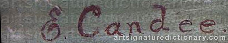 Authentic signature by George Edward CANDEE on  artwork