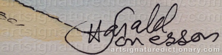 Authentic signature by Harald SONESSON on artwork