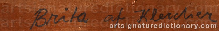 Authentic signature by Brita Af ‘Bk’ KLERCKER on Painting/Watercolour artwork