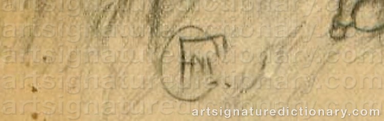 Authentic signature by F. M. COOVER on artwork