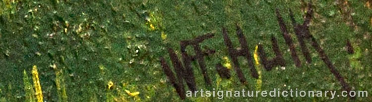 Authentic signature by William Frederick HULK on  artwork
