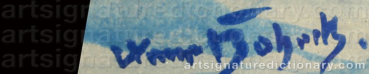Authentic signature by Hans BOHRDT on  artwork