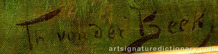 Authentic signature by Theodor Van Der BEEK on  artwork