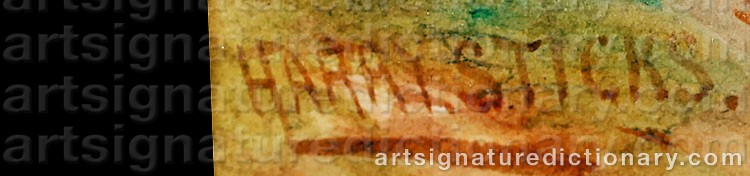 Authentic signature by Harry James STICKS on  artwork