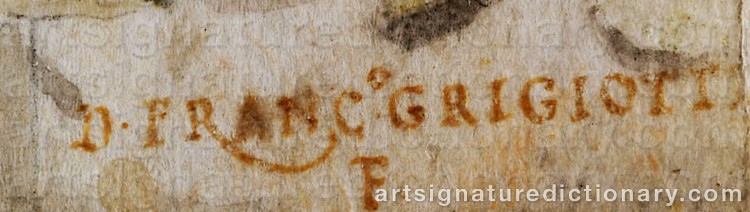 Authentic signature by Francesco GRIGIOTTI on  artwork