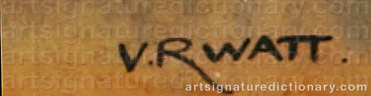 Authentic signature by Victor Robert WATT on  artwork
