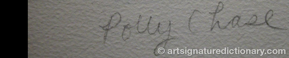 Authentic signature by Polly CHASE on artwork