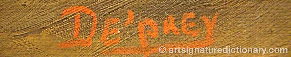 Authentic signature by Juan DE'PREY on  artwork