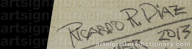 Authentic signature by Ricardo R. DIAZ on Painting/Watercolour artwork
