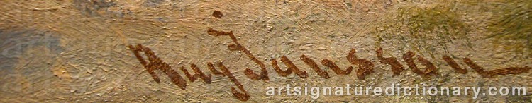 Authentic signature by August JANSSON on  artwork