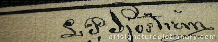 Authentic signature by Lars Petter SJÖSTRÖM on artwork