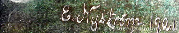 Authentic signature by E. NYSTRÖM on  artwork