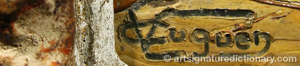 Authentic signature by Victor Louis CUGUEN on  artwork