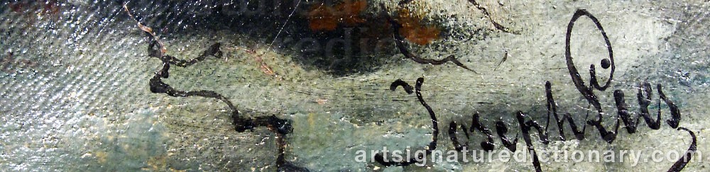 Authentic signature by Jozef Hendrik Hubert LIES on  artwork