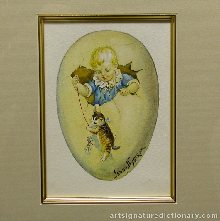 Close-up details showing Jenny NYSTRÖM signature forgery characteristics