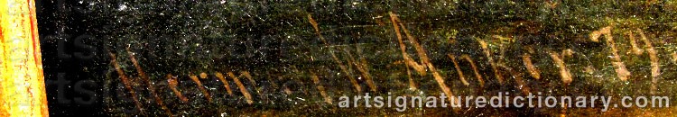 Authentic signature by Herman WEDEL-ANKER on  artwork