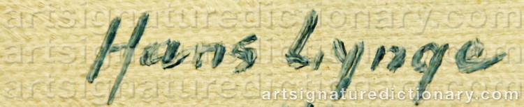 Authentic signature by Hans LYNGE on  artwork