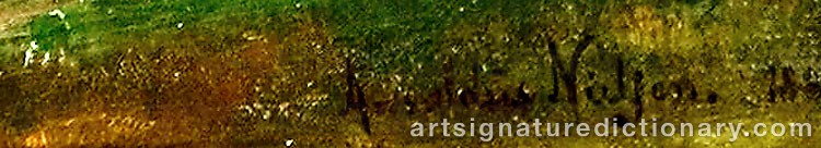 Authentic signature by Amaldus NIELSEN on artwork
