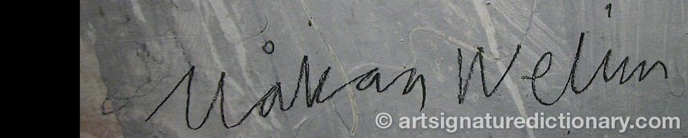 Authentic signature by Håkan WELIN on  artwork