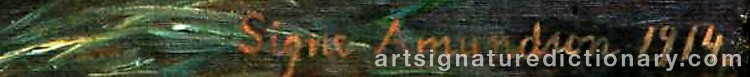 Authentic signature by Signe AMUNDSON on  artwork