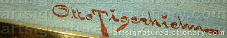 Authentic signature by Otto TIGERHIELM on Painting/Watercolour artwork
