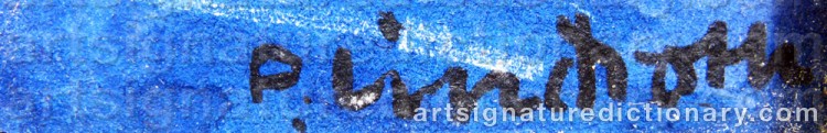 Authentic signature by Peter LINDROTH on artwork