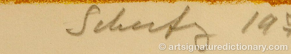 Authentic signature by Hans SCHERFIG on  artwork