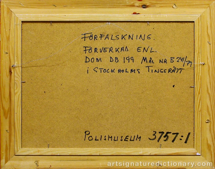 Close-up details showing Lindorm LILJEFORS signature forgery characteristics