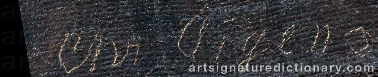 Authentic signature by Christian AIGENS on Painting/Watercolour artwork
