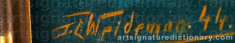 Authentic signature by J. L. WEIDEMAN on  artwork