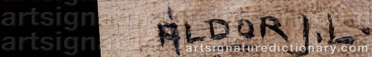 Authentic signature by János Lászlo ALDOR on artwork