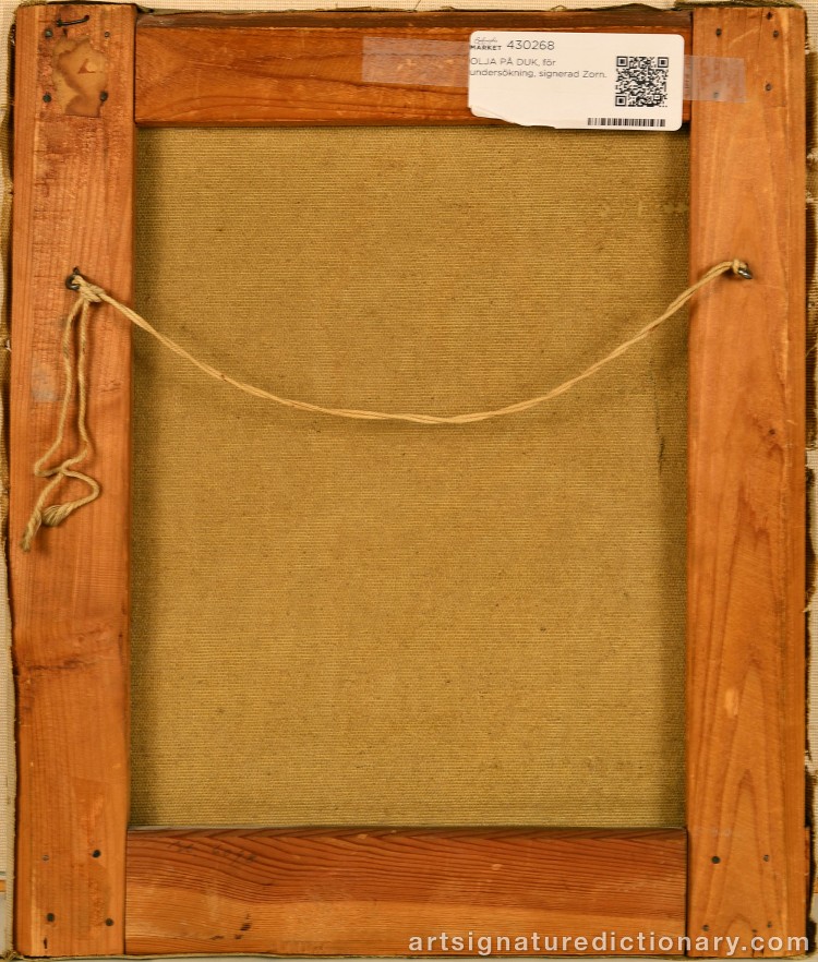 Close-up details showing Anders ZORN signature forgery characteristics