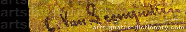 Authentic signature by Cornelis Van LEEMPUTTEN on Painting/Watercolour artwork