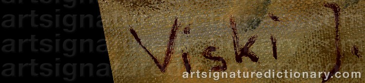 Authentic signature by János VISKI on  artwork